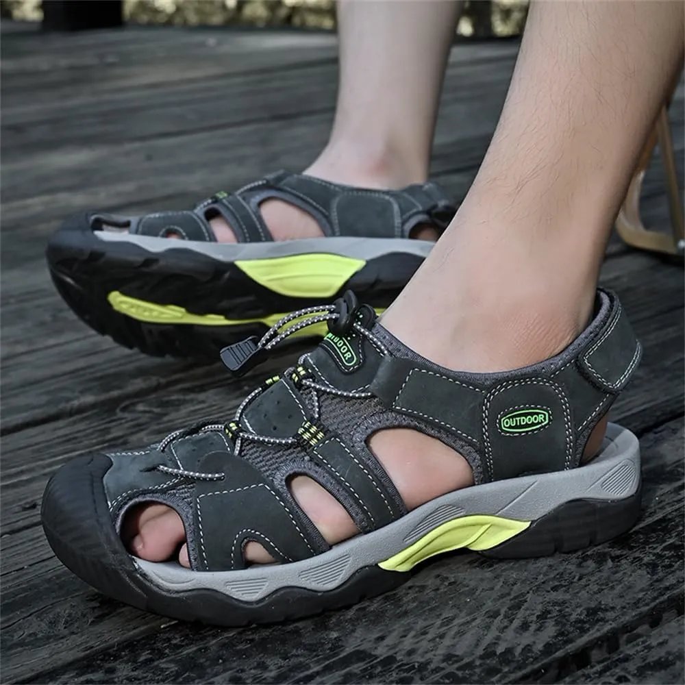Mens Leather Sandals Beach Hiking Sandals Summer Comfortable Trekking Shoes Hiking Shoes Sports Outdoor with hook