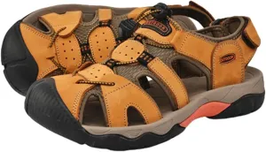 Mens Leather Sandals Beach Hiking Sandals Summer Comfortable Trekking Shoes Hiking Shoes Sports Outdoor with hook