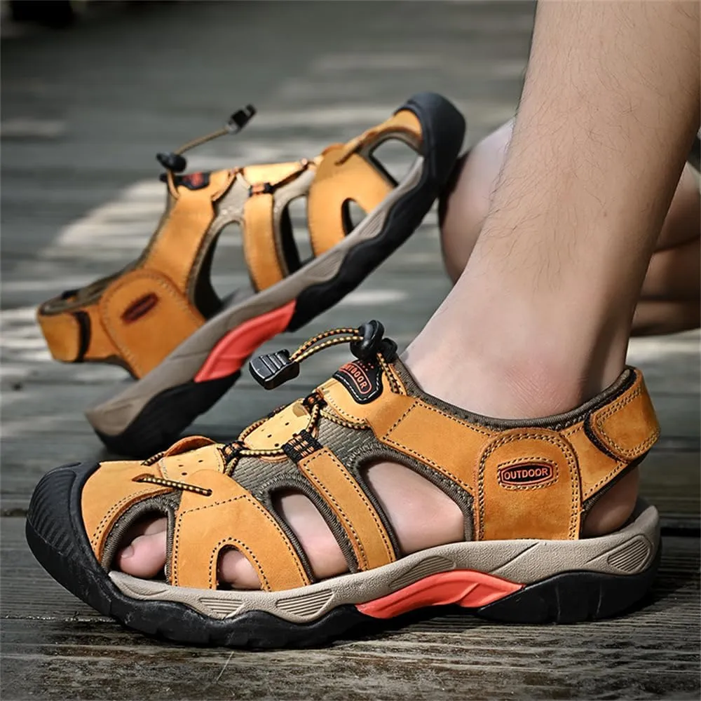Mens Leather Sandals Beach Hiking Sandals Summer Comfortable Trekking Shoes Hiking Shoes Sports Outdoor with hook
