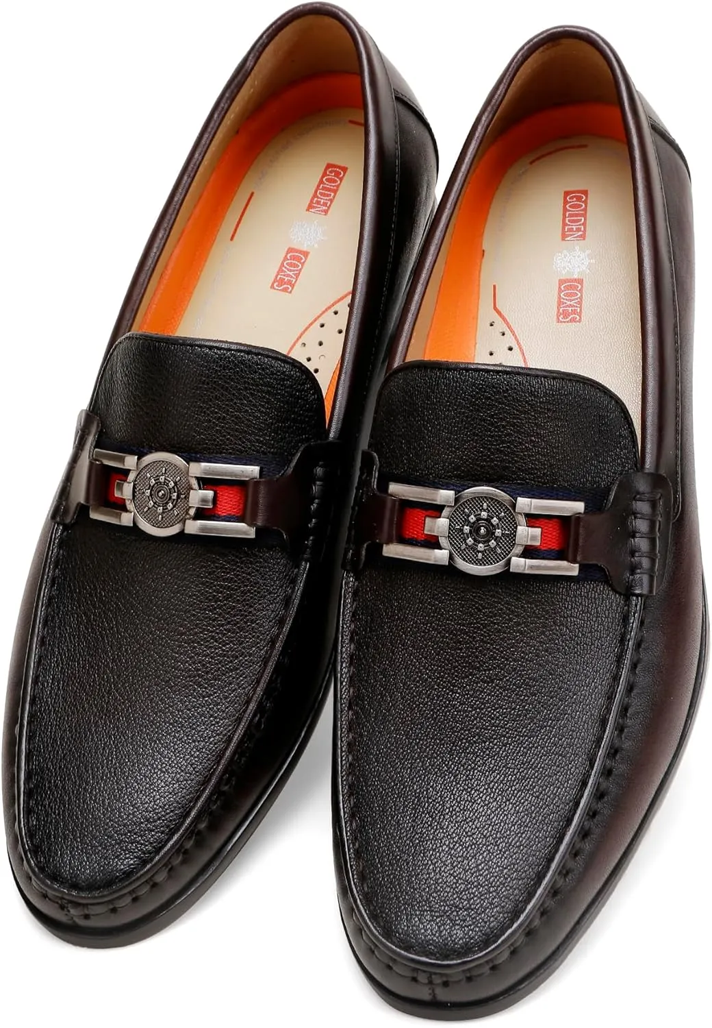 Men's Modern Bit Dress Loafers, Classic Leather Buckle Slip-on Penny Loafer Business Dress Shoes Party Loafers for Mens