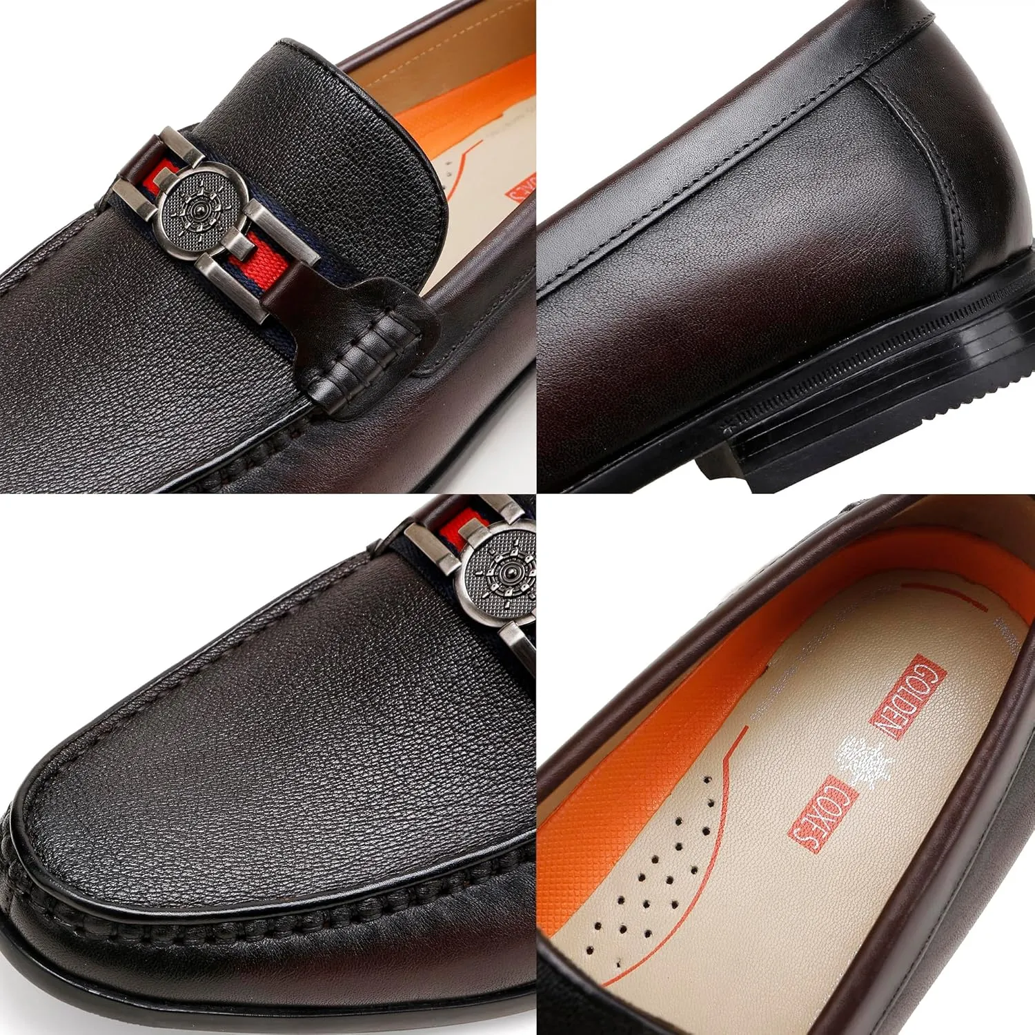 Men's Modern Bit Dress Loafers, Classic Leather Buckle Slip-on Penny Loafer Business Dress Shoes Party Loafers for Mens