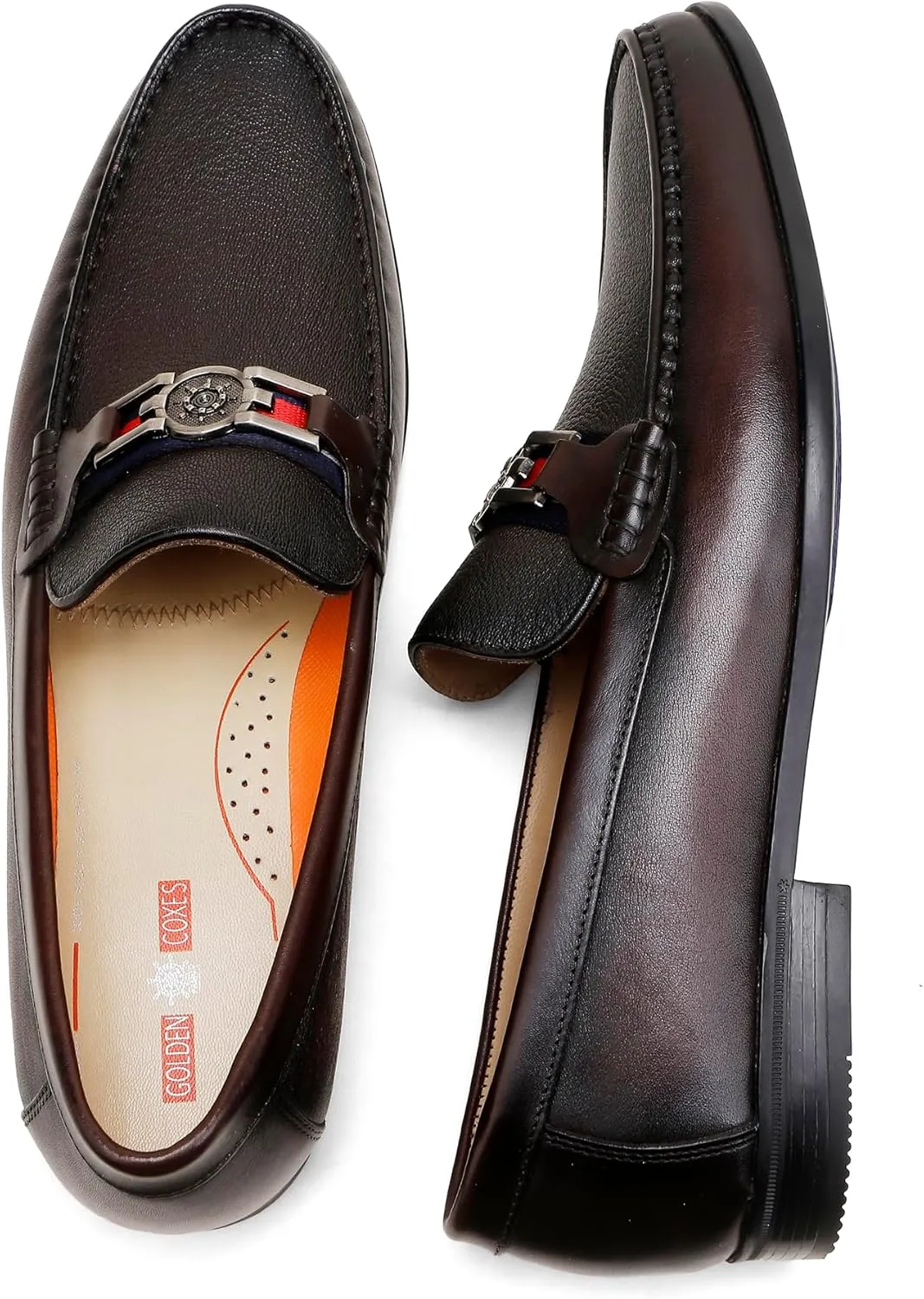 Men's Modern Bit Dress Loafers, Classic Leather Buckle Slip-on Penny Loafer Business Dress Shoes Party Loafers for Mens
