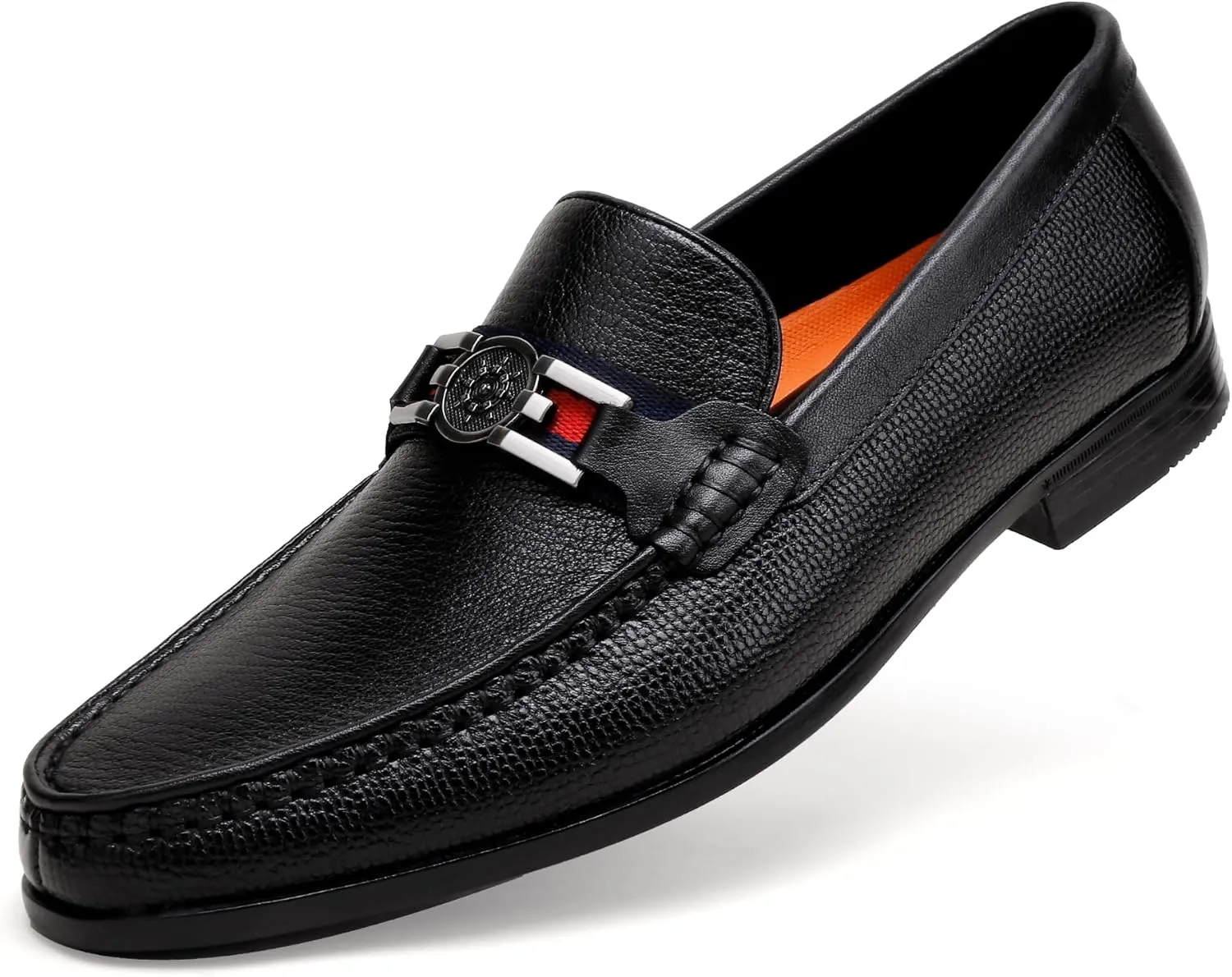 Men's Modern Bit Dress Loafers, Classic Leather Buckle Slip-on Penny Loafer Business Dress Shoes Party Loafers for Mens