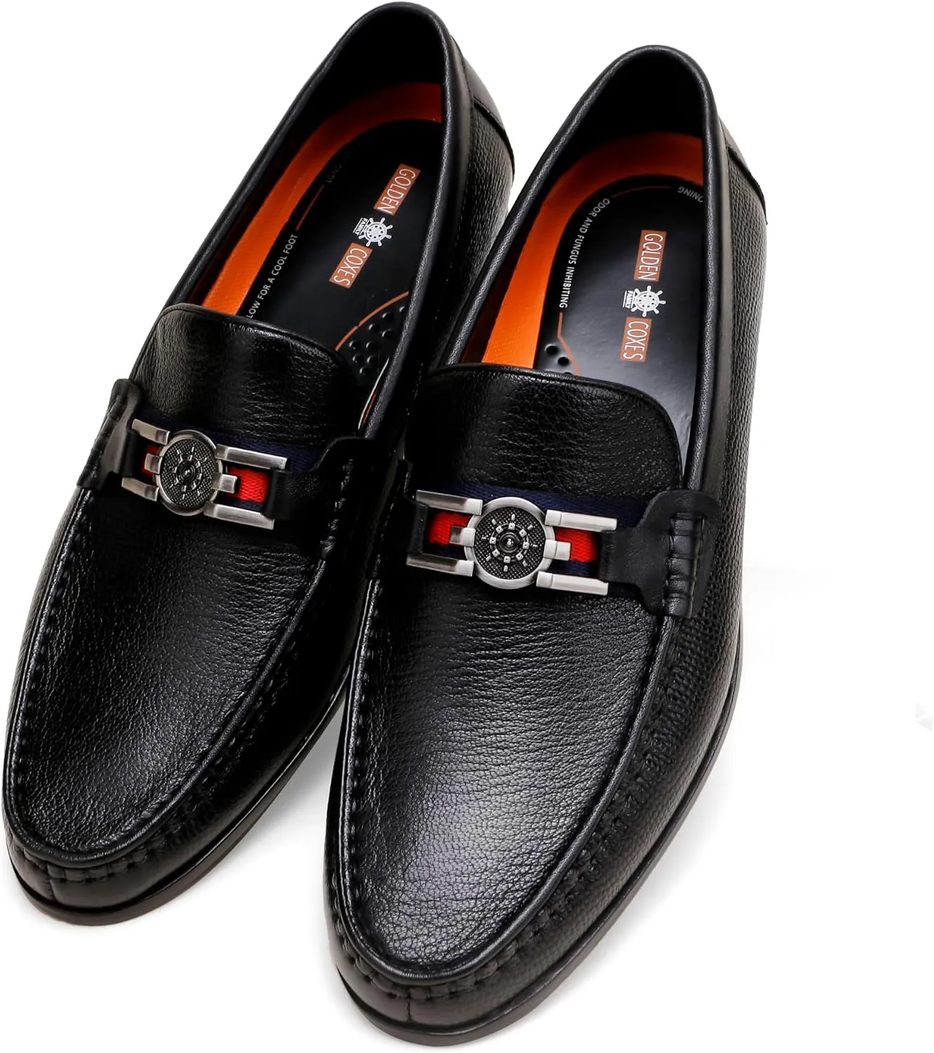 Men's Modern Bit Dress Loafers, Classic Leather Buckle Slip-on Penny Loafer Business Dress Shoes Party Loafers for Mens