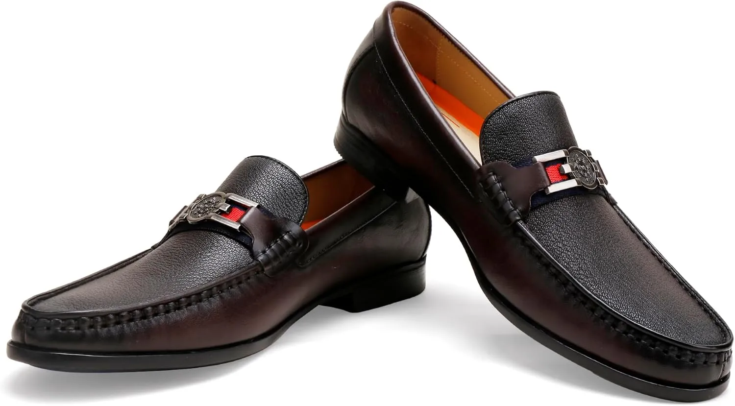 Men's Modern Bit Dress Loafers, Classic Leather Buckle Slip-on Penny Loafer Business Dress Shoes Party Loafers for Mens