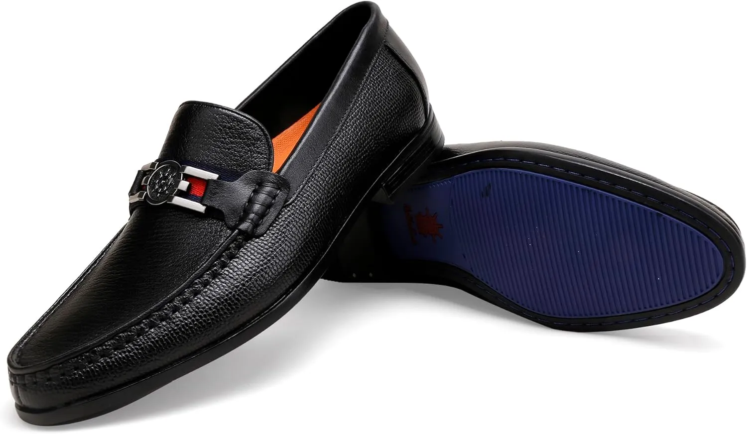 Men's Modern Bit Dress Loafers, Classic Leather Buckle Slip-on Penny Loafer Business Dress Shoes Party Loafers for Mens