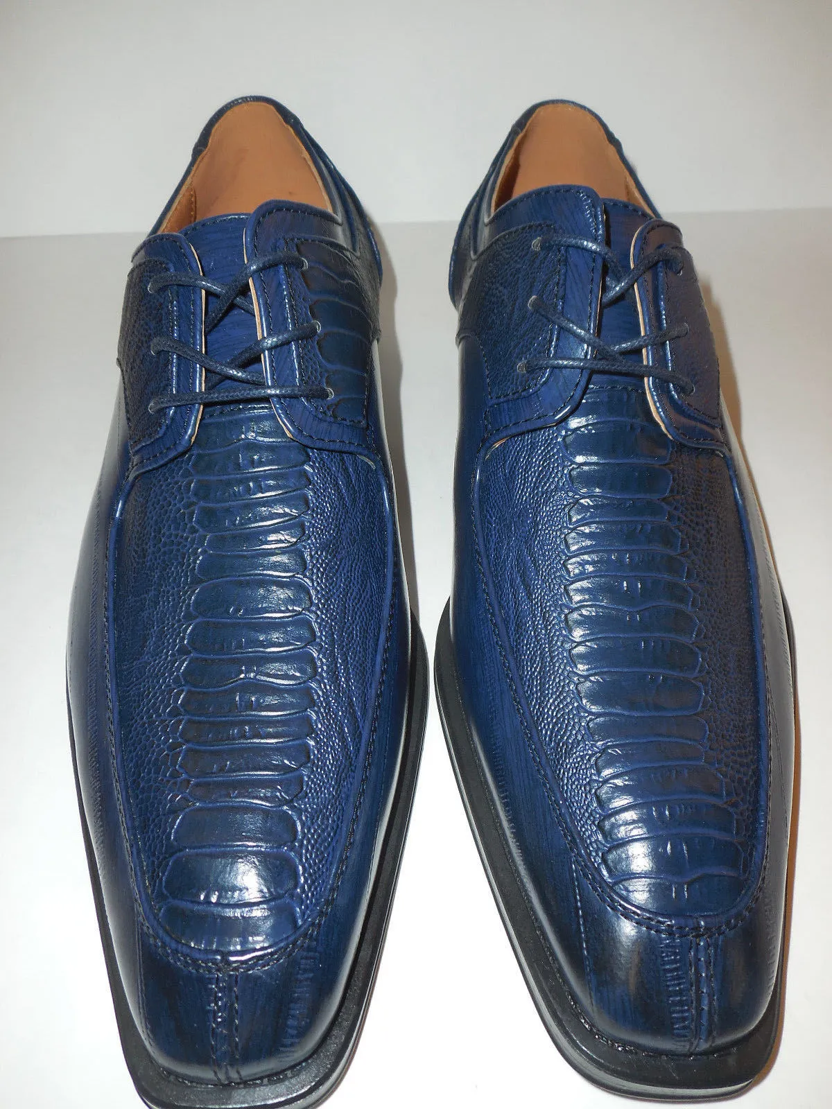 Mens Navy Blue Classic Oxfords Exotic Emboss Dress Shoes Antonio Cerrelli 6536
