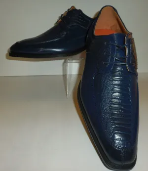 Mens Navy Blue Classic Oxfords Exotic Emboss Dress Shoes Antonio Cerrelli 6536