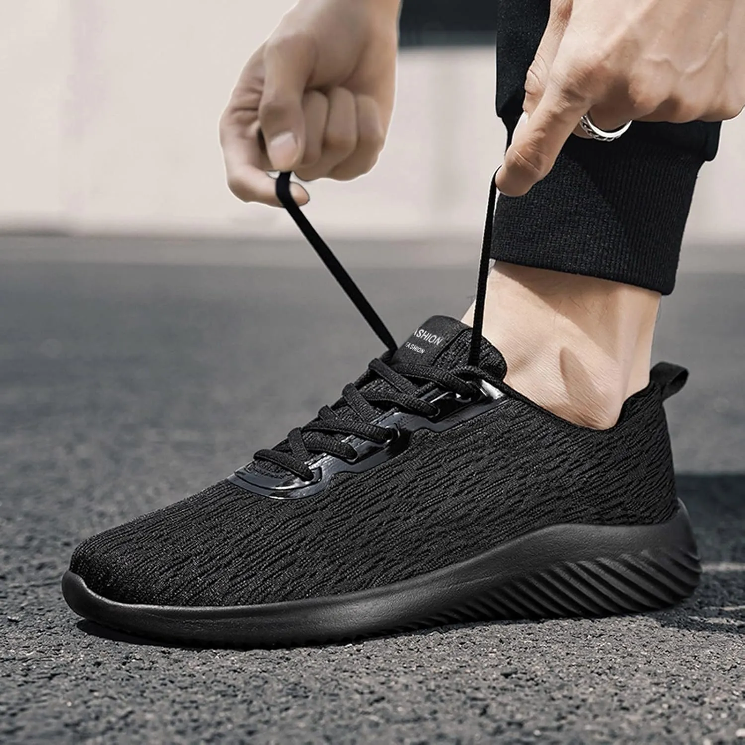 Men's Non Slip Barefoot Minimalist Shoes Breathable Elastic Fly Woven Mesh Sneaker Elastic Fly Woven Mesh Shoes