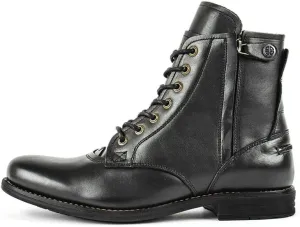 Men's Oxford boots Lace-Up Side Zipper Round Toe Low Heel Leather Boots Military Uniform Cavalry Boots Hiking Boots