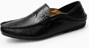 Men's Premium Genuine Leather Casual Slip Into Loafers, Breathable Driving Shoes, Fashion Slippers