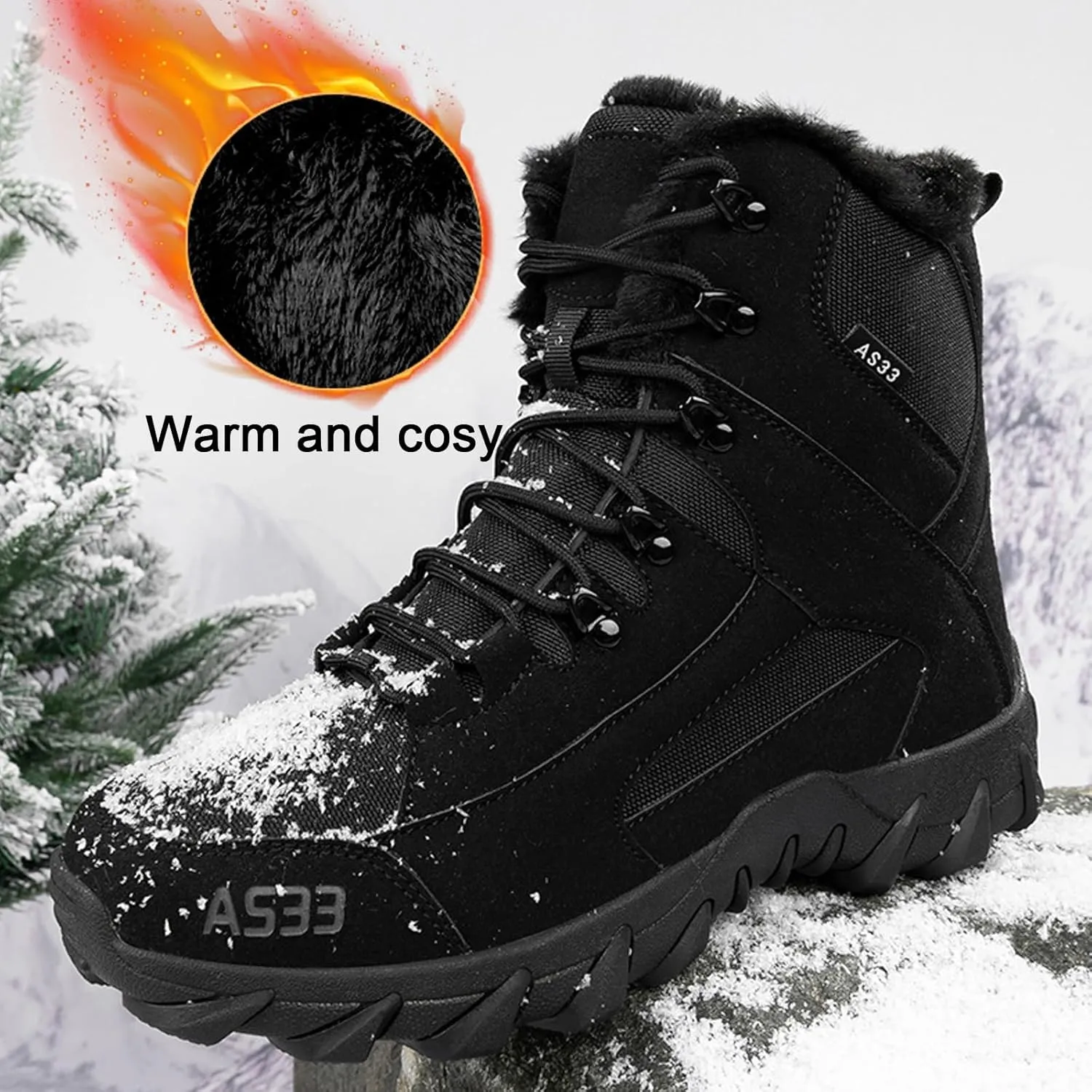 Men's Snow Boots Waterproof Men's Military Tactical Boots Outdoor Hiking Boots Non-slip Lightweight Combat Desert Warm Boots Winter