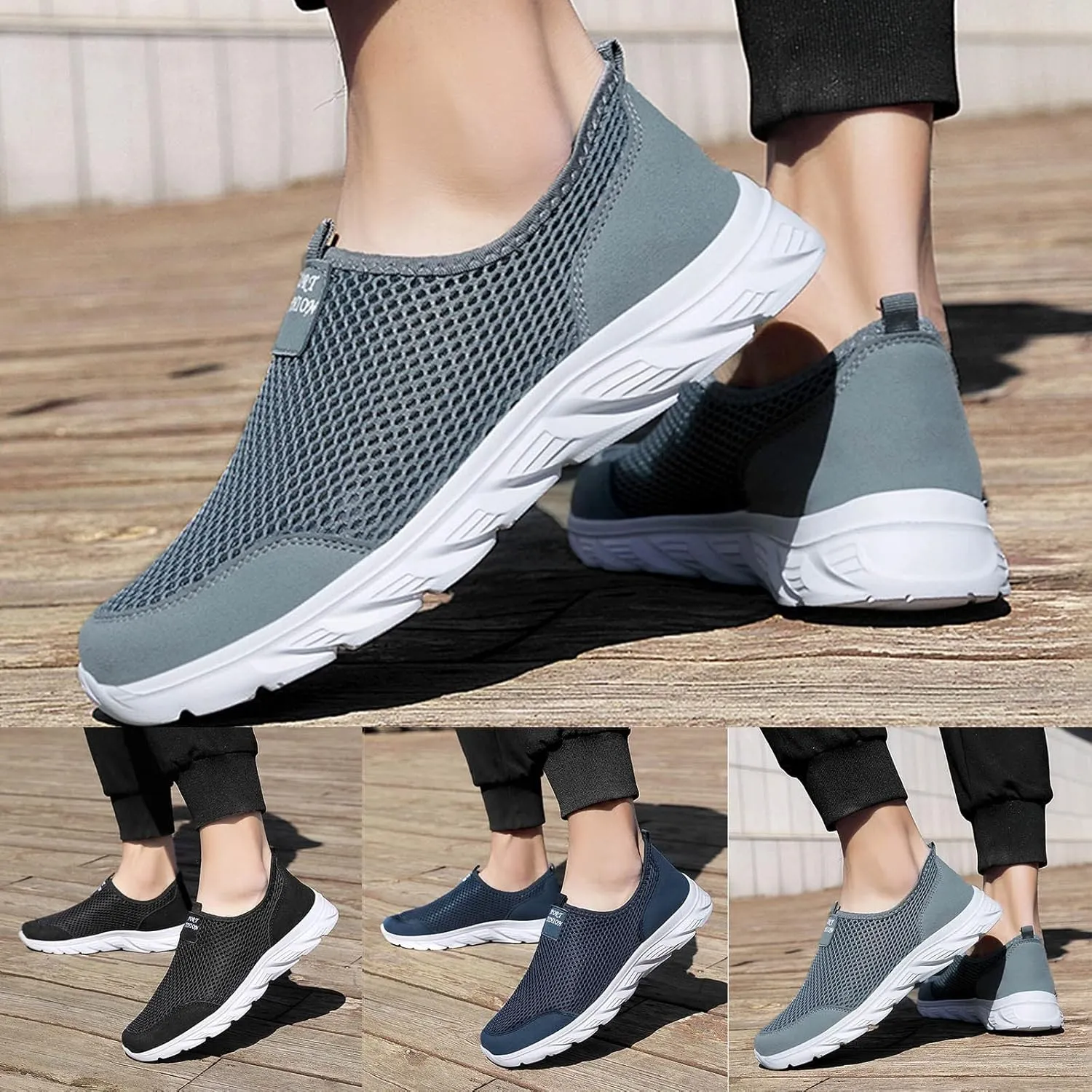 Men's Stylish Lightweight Sneakers Breathable Casual Comfortable Walking Sneaker Arch Support Plantar Fasciitis