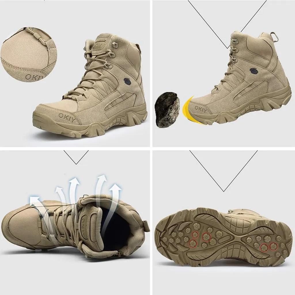 Men's Tactical Boots, Outdoor Climbing Hiking Military Combat Boots High-top Desert Training Shoes,Sand- 45/UK 10.5/US 11
