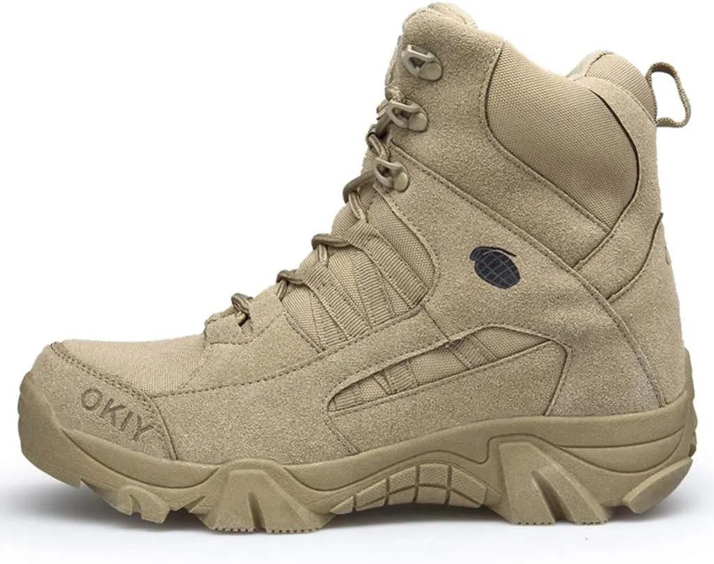 Men's Tactical Boots, Outdoor Climbing Hiking Military Combat Boots High-top Desert Training Shoes,Sand- 45/UK 10.5/US 11