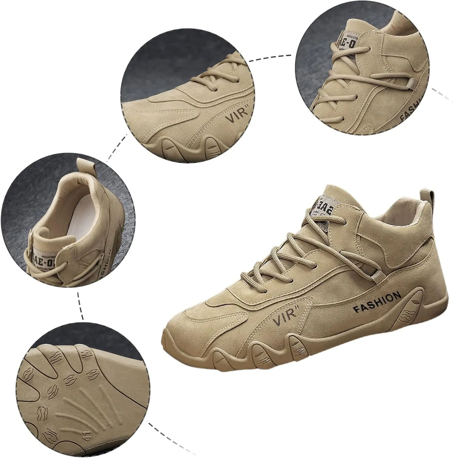 Mens Walking Shoes Non-Slip Breathable Chukka Boots Orthopedic Shoes Lightweight Driving Shoes for Hiking Camping