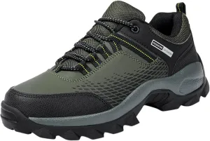Men's Waterproof Hiking Shoes Leather Low-Top Hiking Shoes for Outdoor Climbing Trekking Camping Walking Mountaineering Boots with Arch Support Men Daily Work Shoe