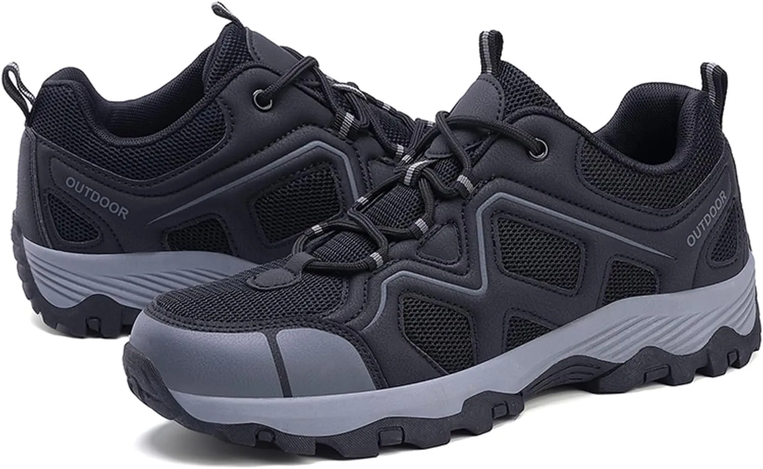 Men's Waterproof Hiking Shoes Lightweight Comfortable Non Slip Leather Walking Shoes for Outdoor Trekking Climbing Camping Mountaineering and Men Daily Work Sneakers