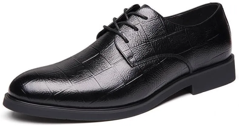 Mens Wide Dress Shoes Large Grid Men's Faux Patent Leather Tuxedo Dress Shoes Men's Comfort Orthopedic Dress Shoes Classic Lace-up Formal Oxford