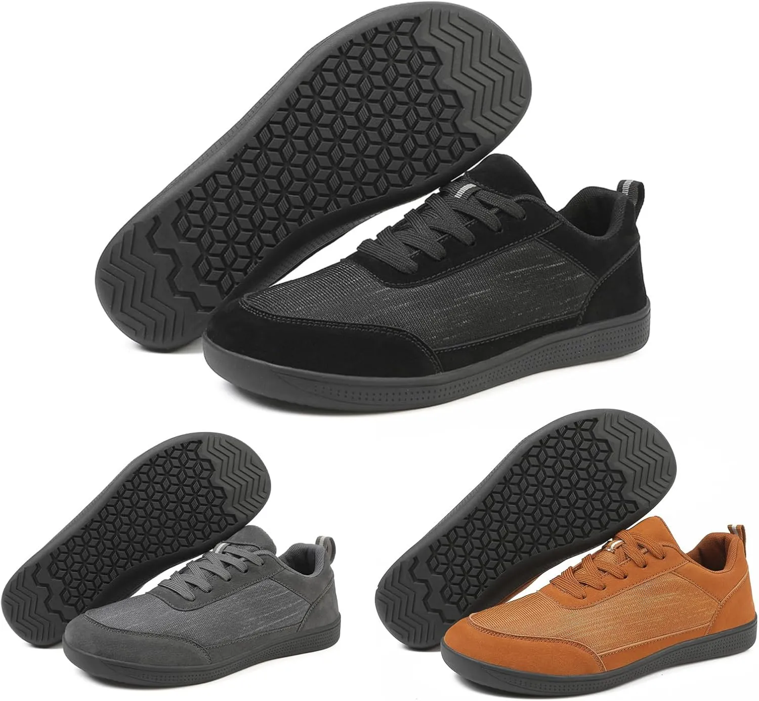 Men's Women's Casual Walking Shoes,Wide Minimalist Toe Box Comfortable Sneakers,Lace-Up Mesh Breathable Fashion Sneakers,Summer Zero Drop Sole Jogging Shoes with Arch Support