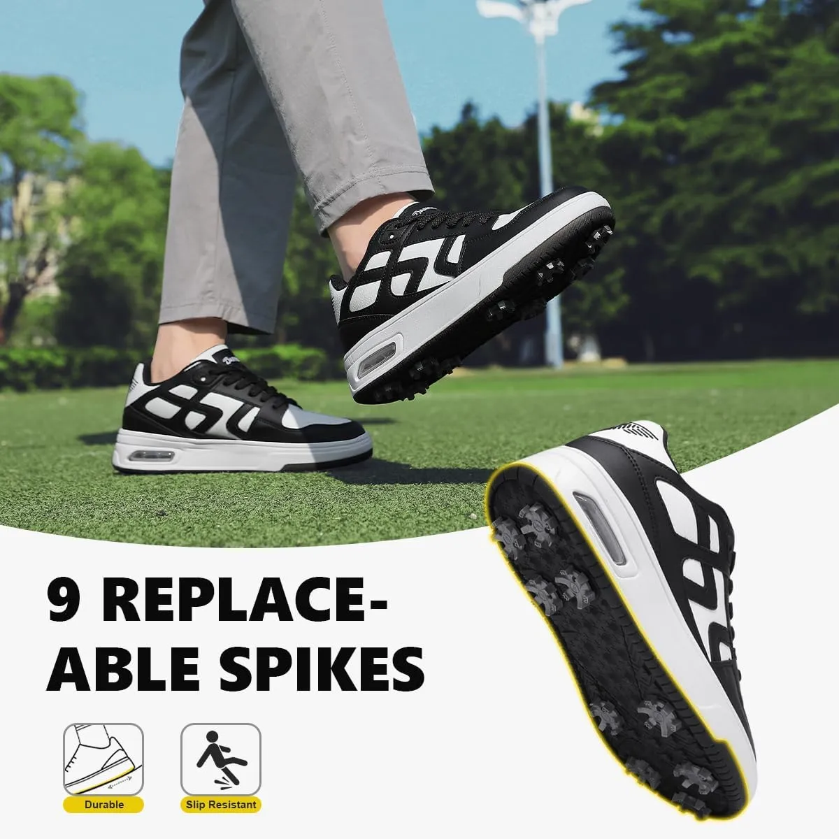 Mens Womens Cushioning Golf Shoes Spiked Waterproof Sneakers