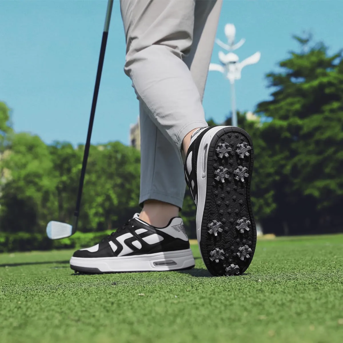 Mens Womens Cushioning Golf Shoes Spiked Waterproof Sneakers