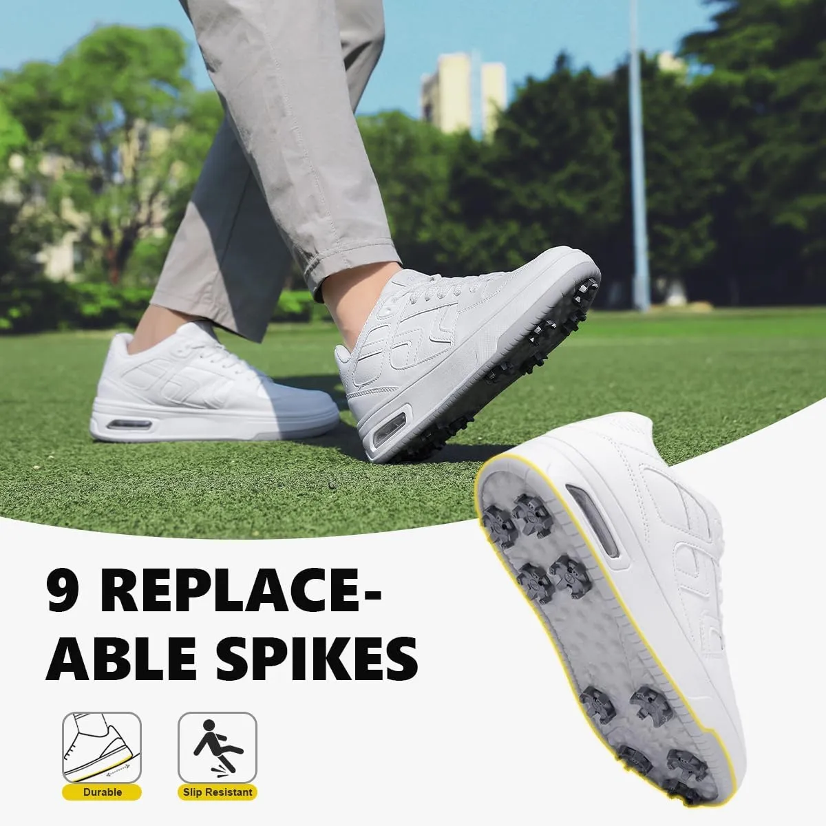 Mens Womens Cushioning Golf Shoes Spiked Waterproof Sneakers