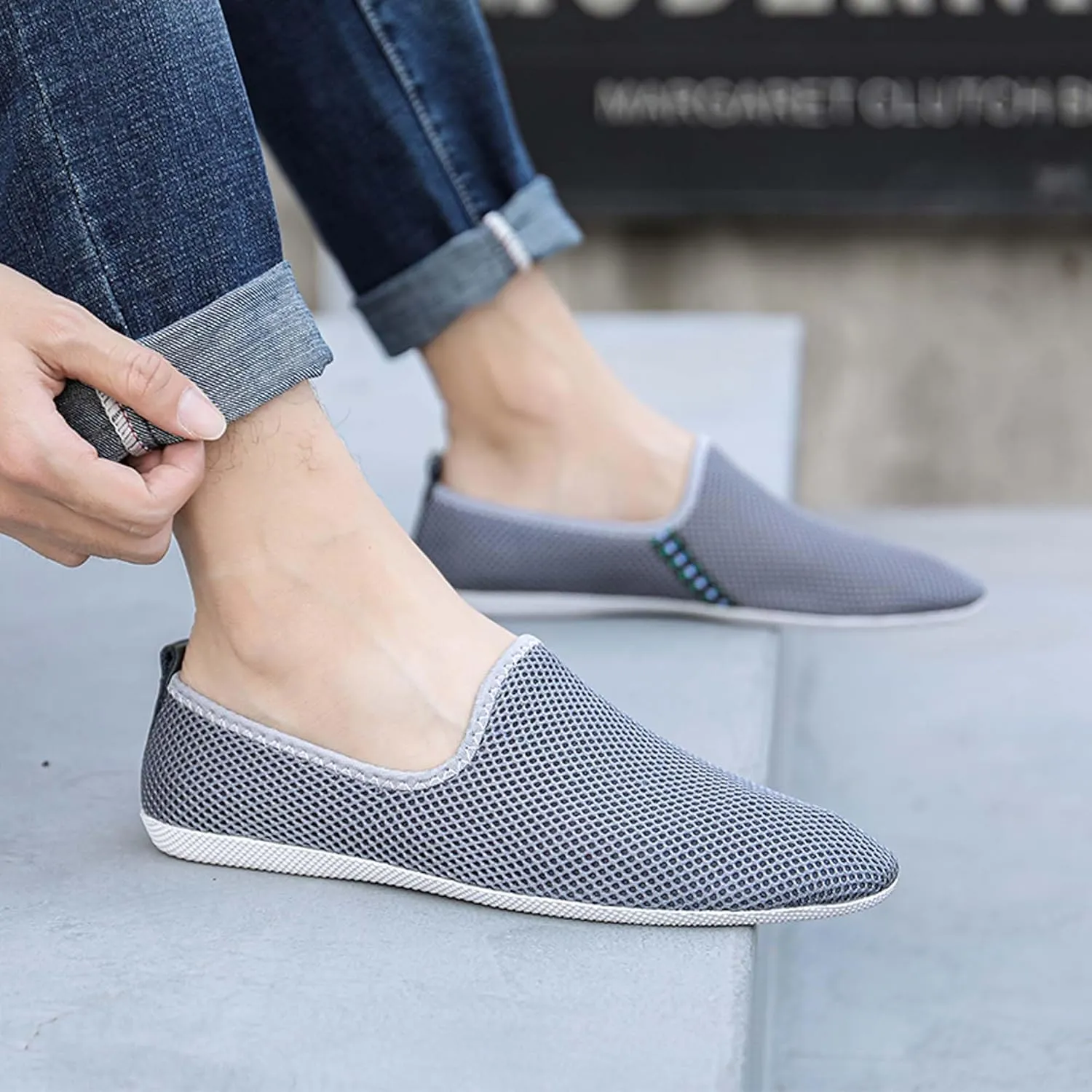 Men's Women's Loafers Mesh Breathable Flat Walking Non Slip Driving Casual Shoes Classic Comfort
