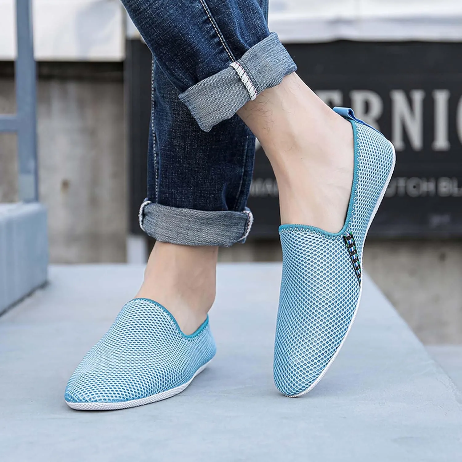 Men's Women's Loafers Mesh Breathable Flat Walking Non Slip Driving Casual Shoes Classic Comfort