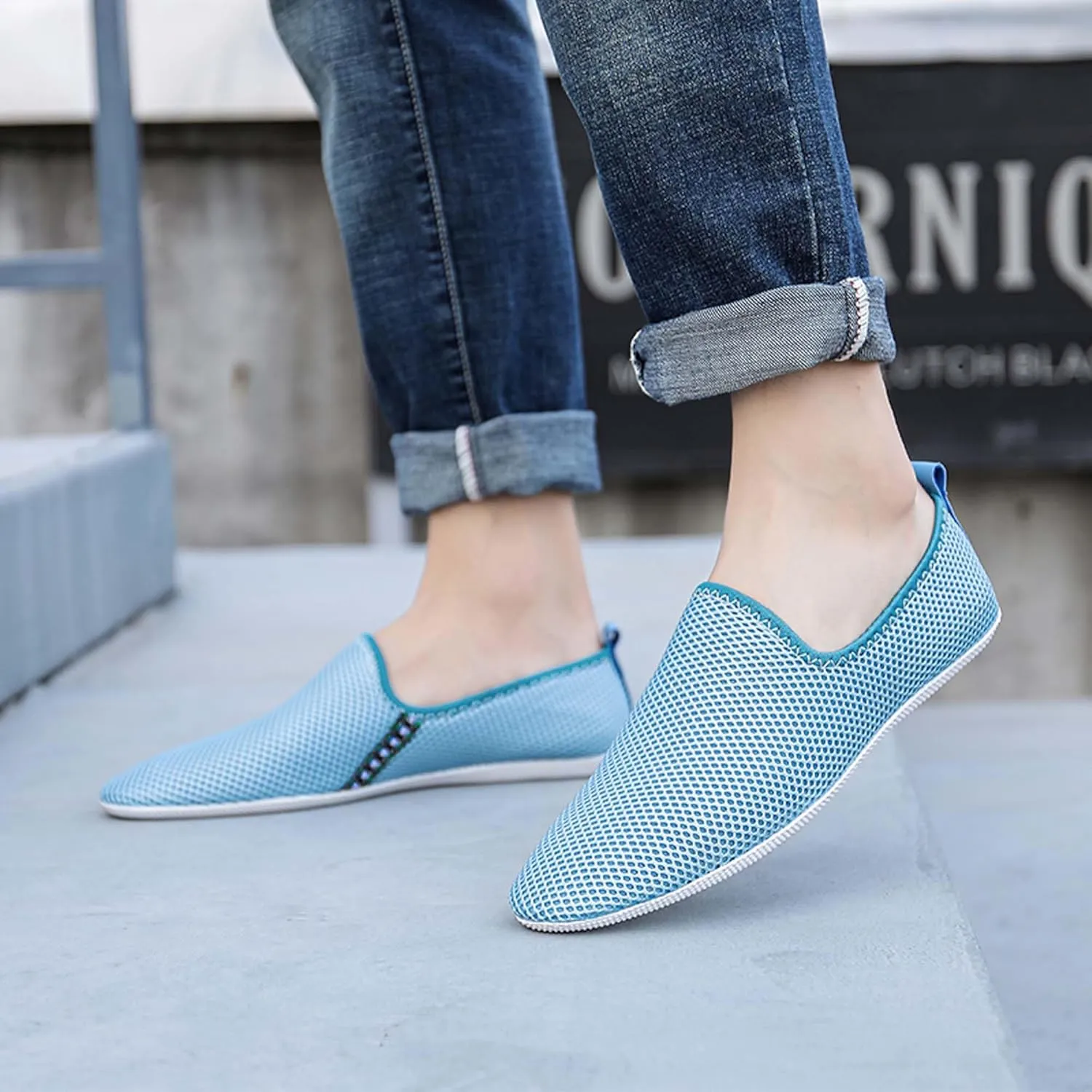 Men's Women's Loafers Mesh Breathable Flat Walking Non Slip Driving Casual Shoes Classic Comfort