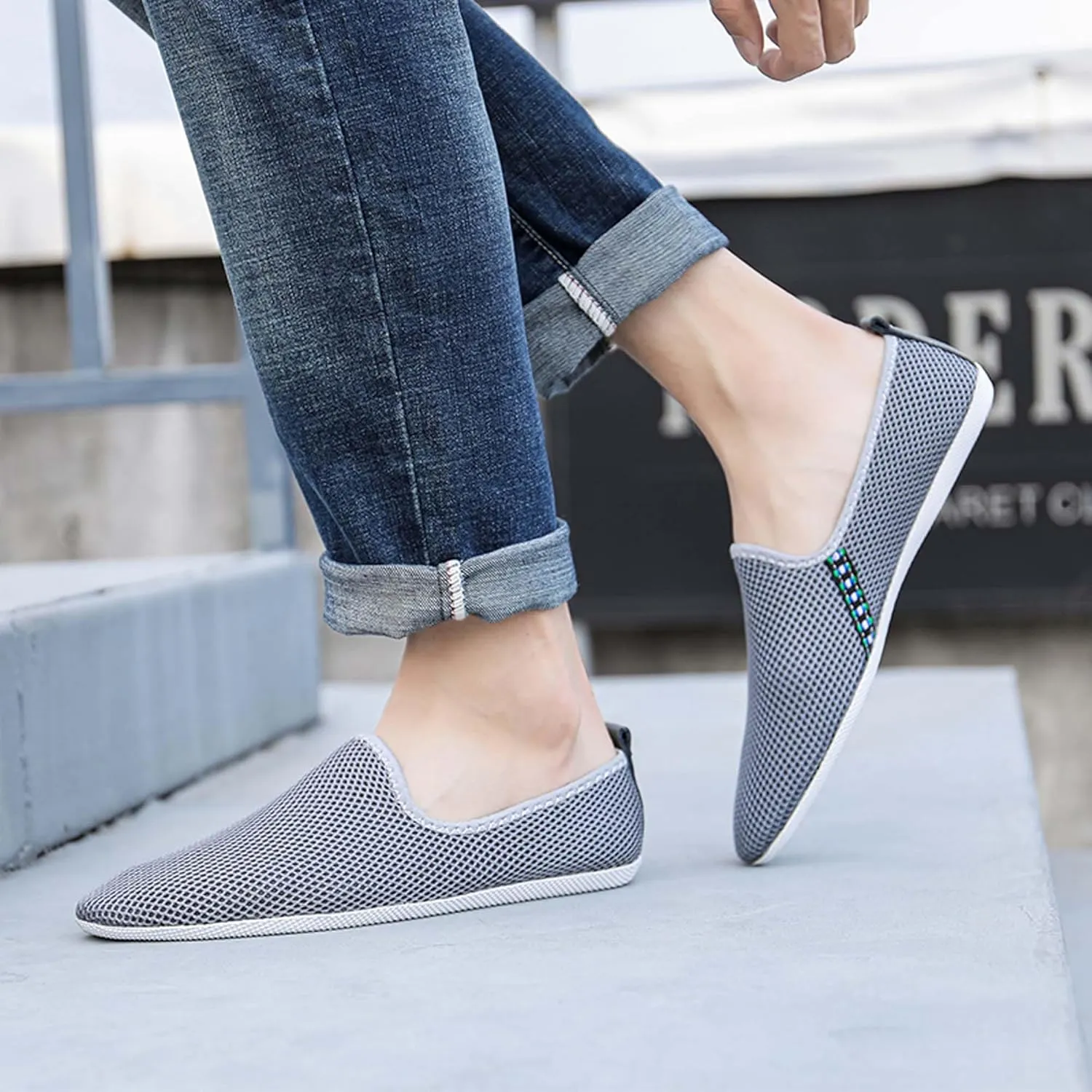 Men's Women's Loafers Mesh Breathable Flat Walking Non Slip Driving Casual Shoes Classic Comfort