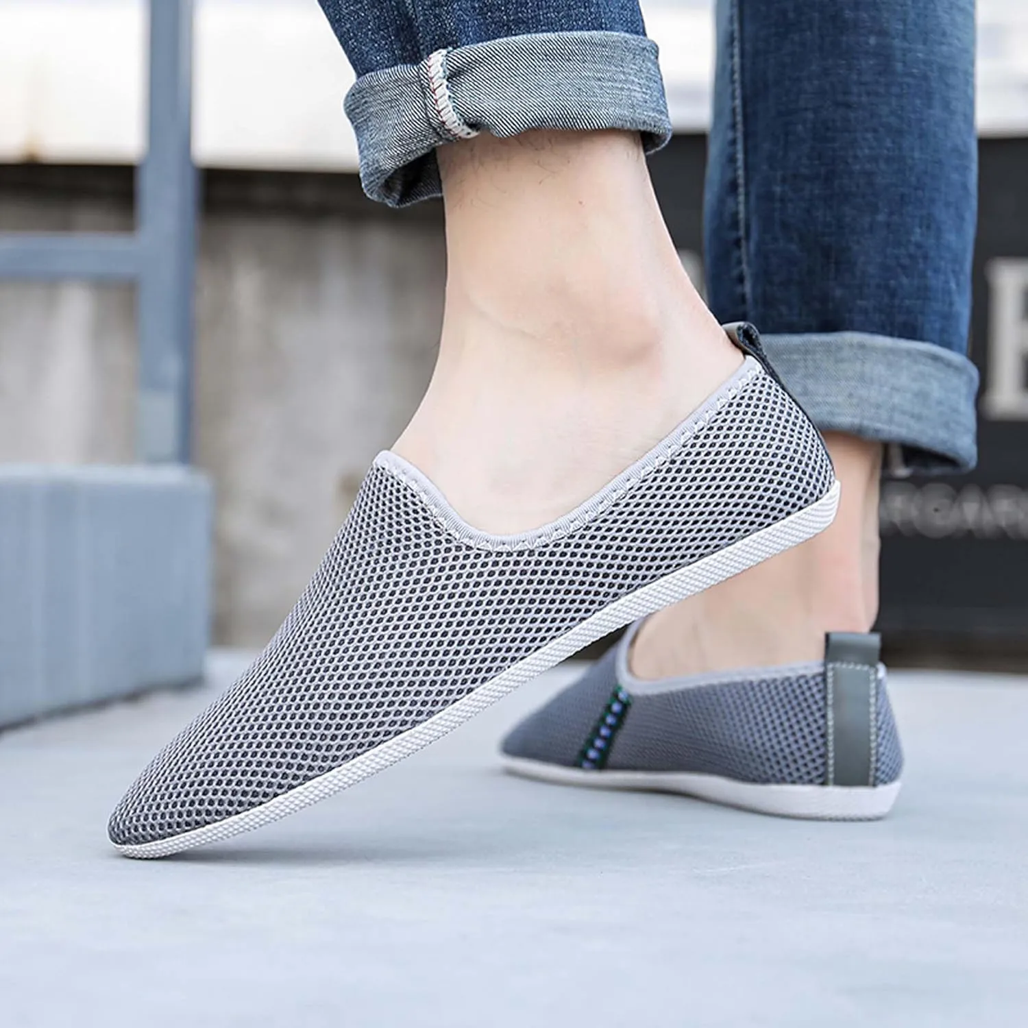 Men's Women's Loafers Mesh Breathable Flat Walking Non Slip Driving Casual Shoes Classic Comfort