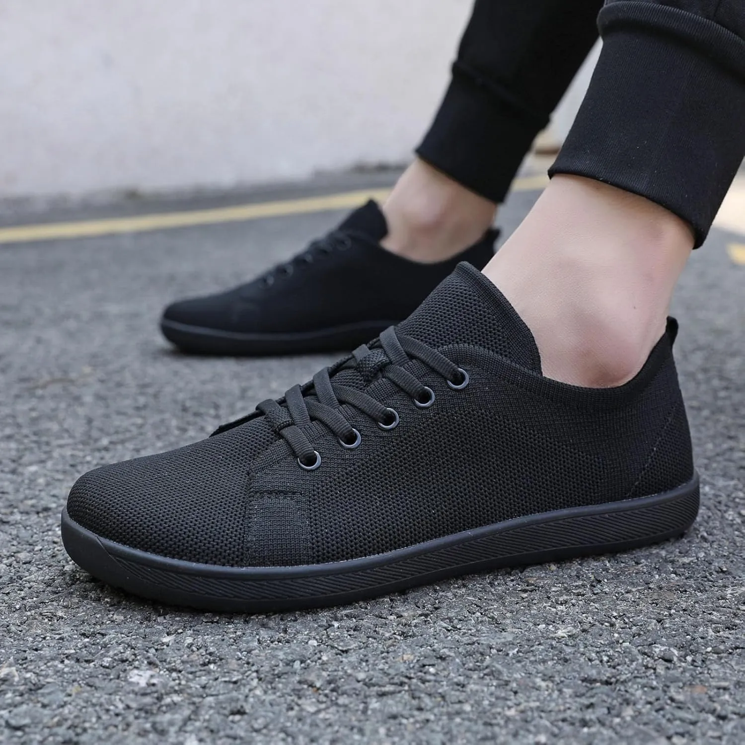 Mens Womens Minimalist Zero Drop Sole Walking Shoes,Outdoor Wide Toe Box Hiking Sneakers,Non-Slip Breathable Lace Up Athletic Shoes,Summer Casual Arch Support Sneaker for Running Jogging