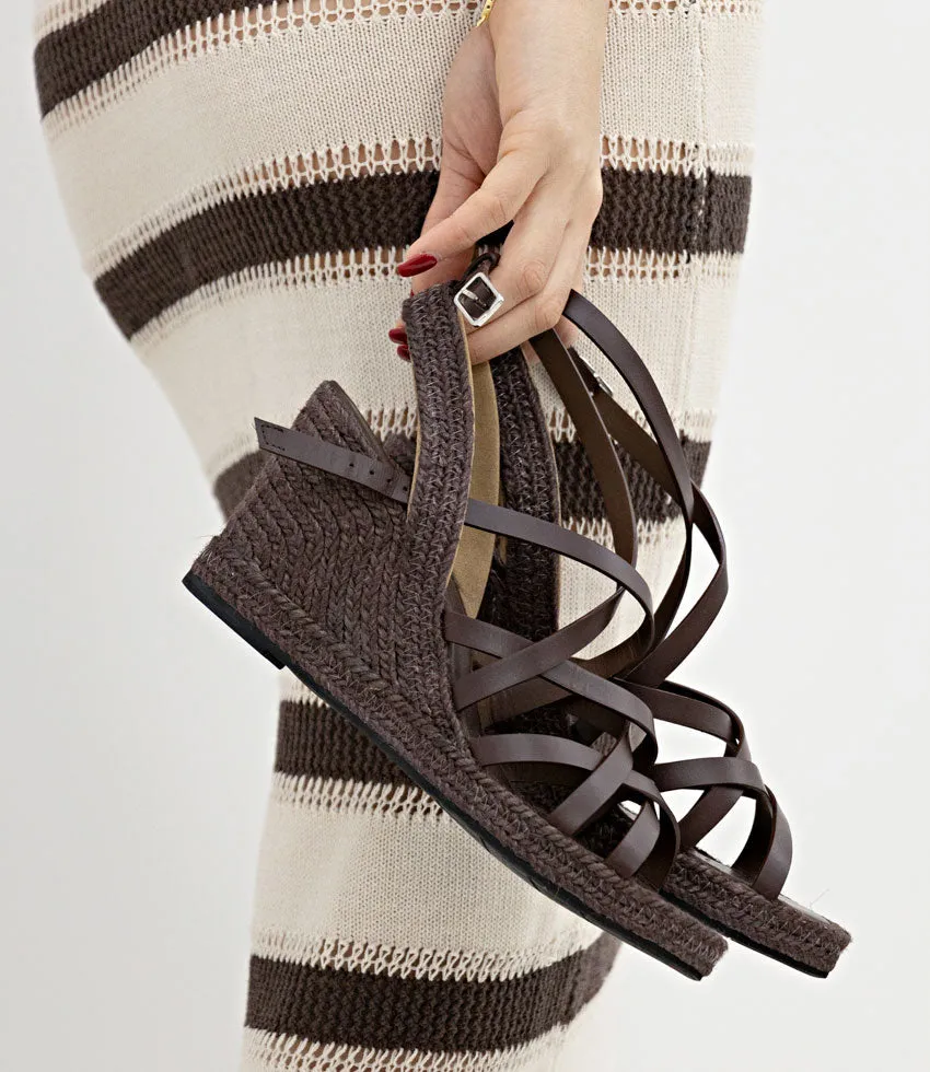 MILENA Strappy Tonal Espadrille in Brown