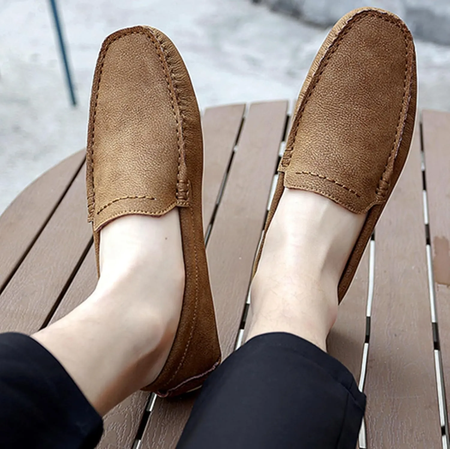 Minishion Boys Mens Comfortable Slip on Shoes Summer Penny Loafers Casual Shoes YY004