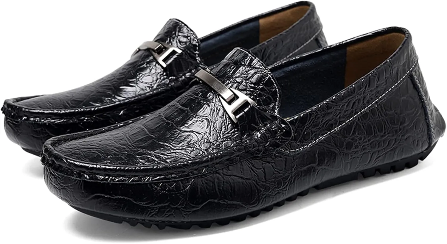 Minishion Mens Penny Loafers Buckle Sanke Driving Shoes 5555#