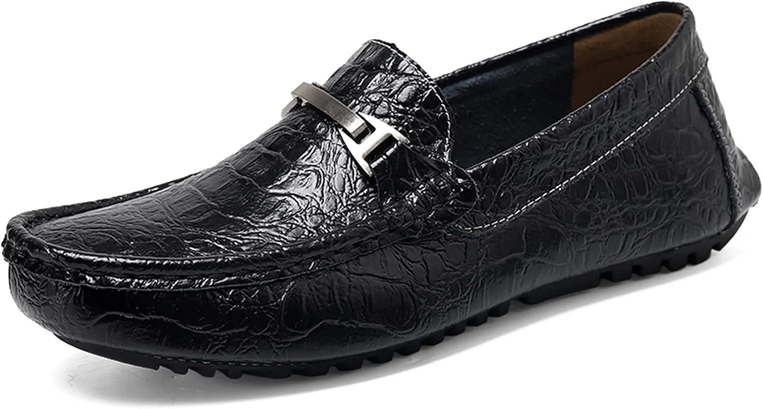 Minishion Mens Penny Loafers Buckle Sanke Driving Shoes 5555#
