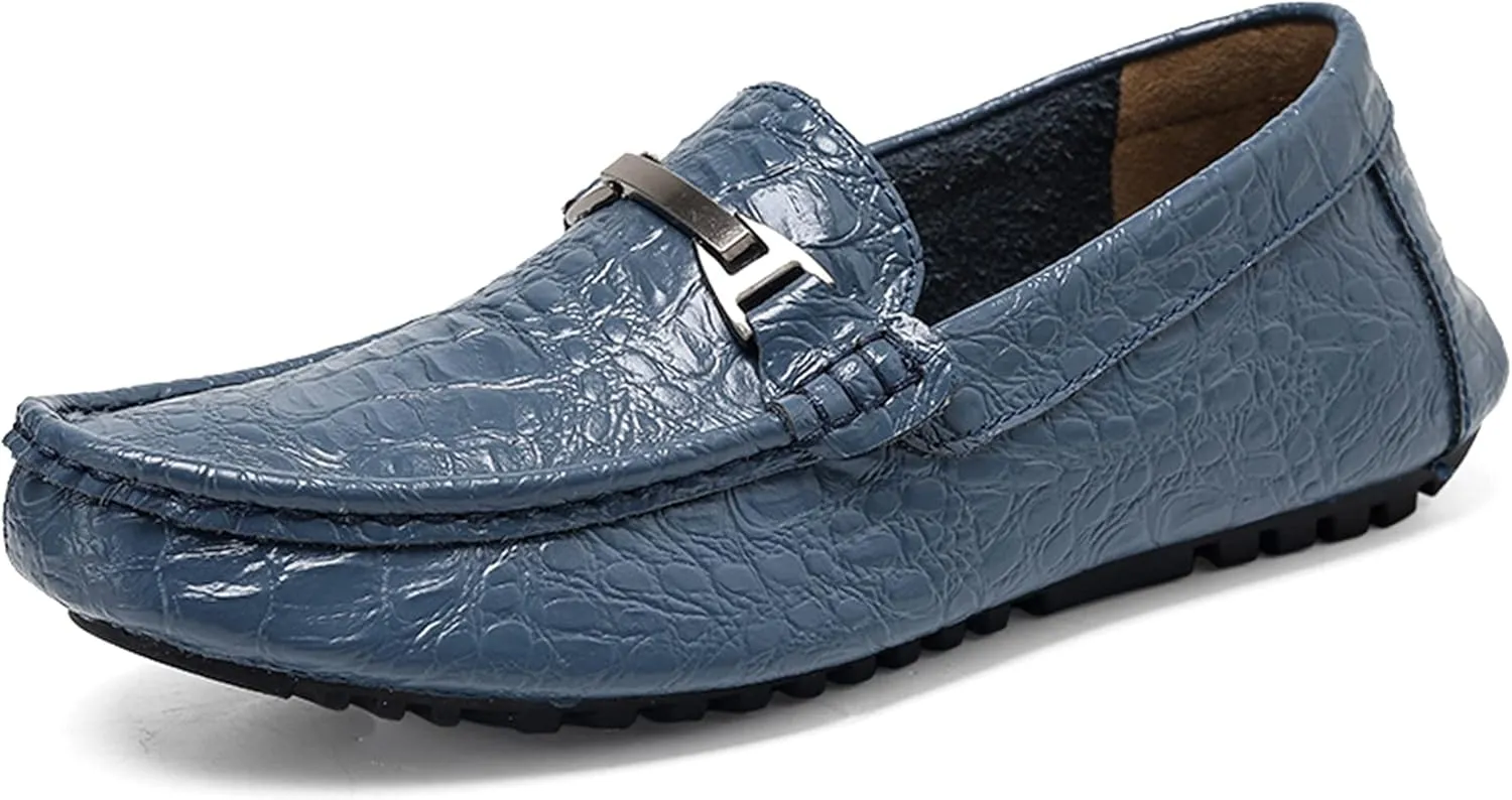 Minishion Mens Penny Loafers Buckle Sanke Driving Shoes 5555#