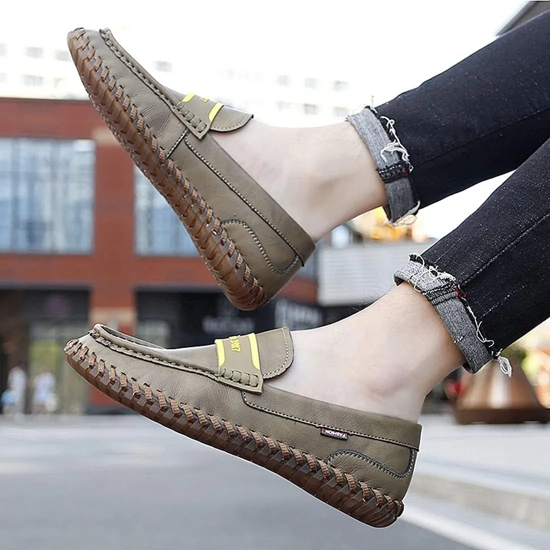 Minishion Mens Penny Slip ons Stiched Casual Comfortable Loafers Driving Shoes