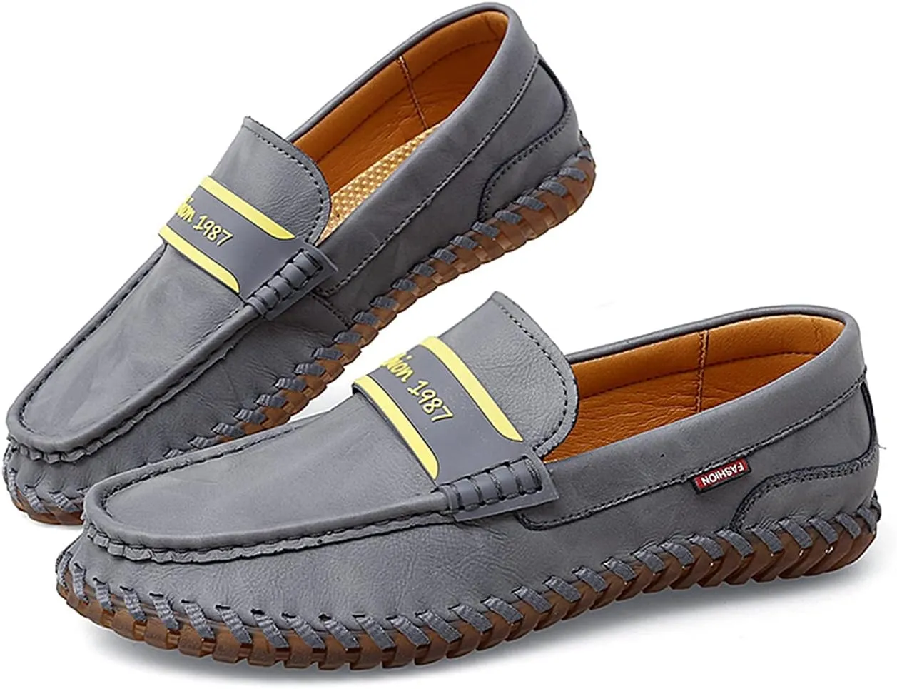 Minishion Mens Penny Slip ons Stiched Casual Comfortable Loafers Driving Shoes
