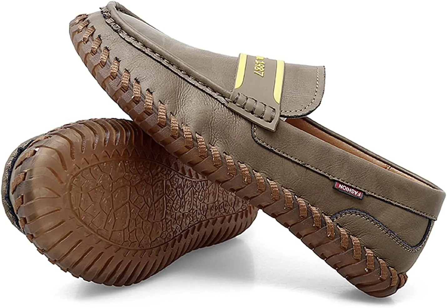 Minishion Mens Penny Slip ons Stiched Casual Comfortable Loafers Driving Shoes