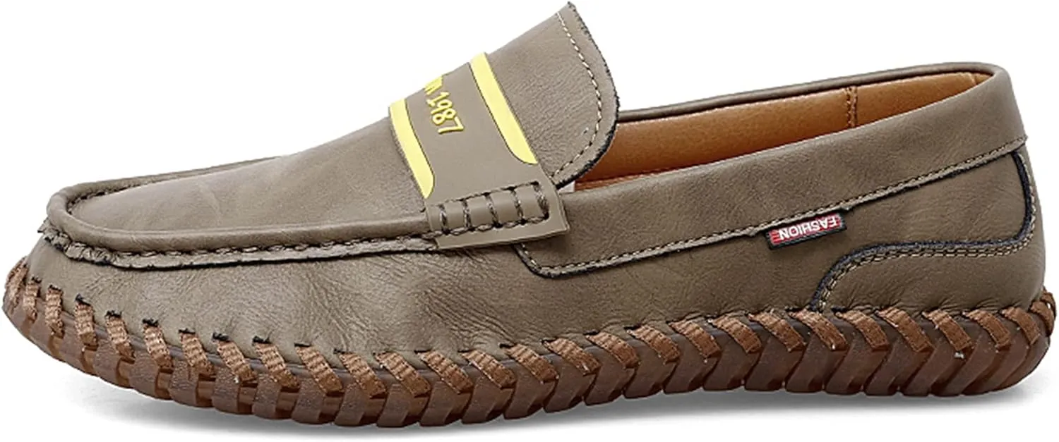 Minishion Mens Penny Slip ons Stiched Casual Comfortable Loafers Driving Shoes