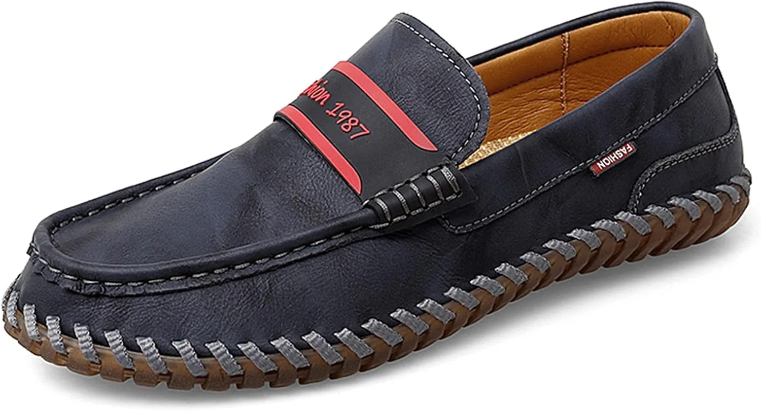 Minishion Mens Penny Slip ons Stiched Casual Comfortable Loafers Driving Shoes