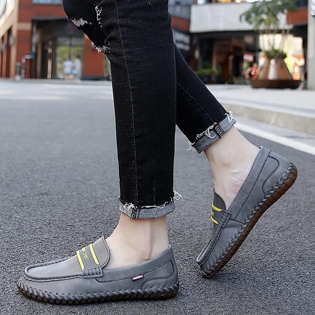 Minishion Mens Penny Slip ons Stiched Casual Comfortable Loafers Driving Shoes