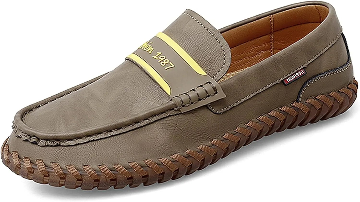Minishion Mens Penny Slip ons Stiched Casual Comfortable Loafers Driving Shoes