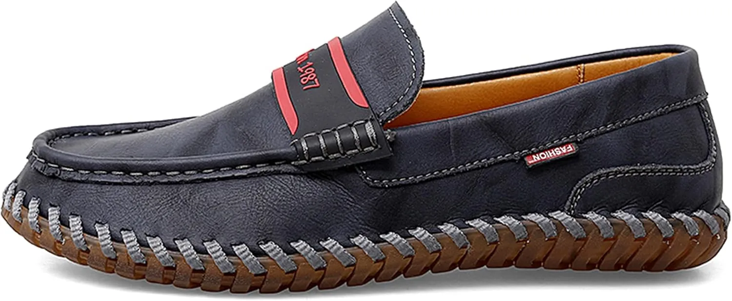 Minishion Mens Penny Slip ons Stiched Casual Comfortable Loafers Driving Shoes