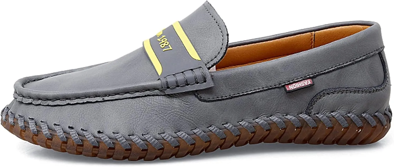 Minishion Mens Penny Slip ons Stiched Casual Comfortable Loafers Driving Shoes