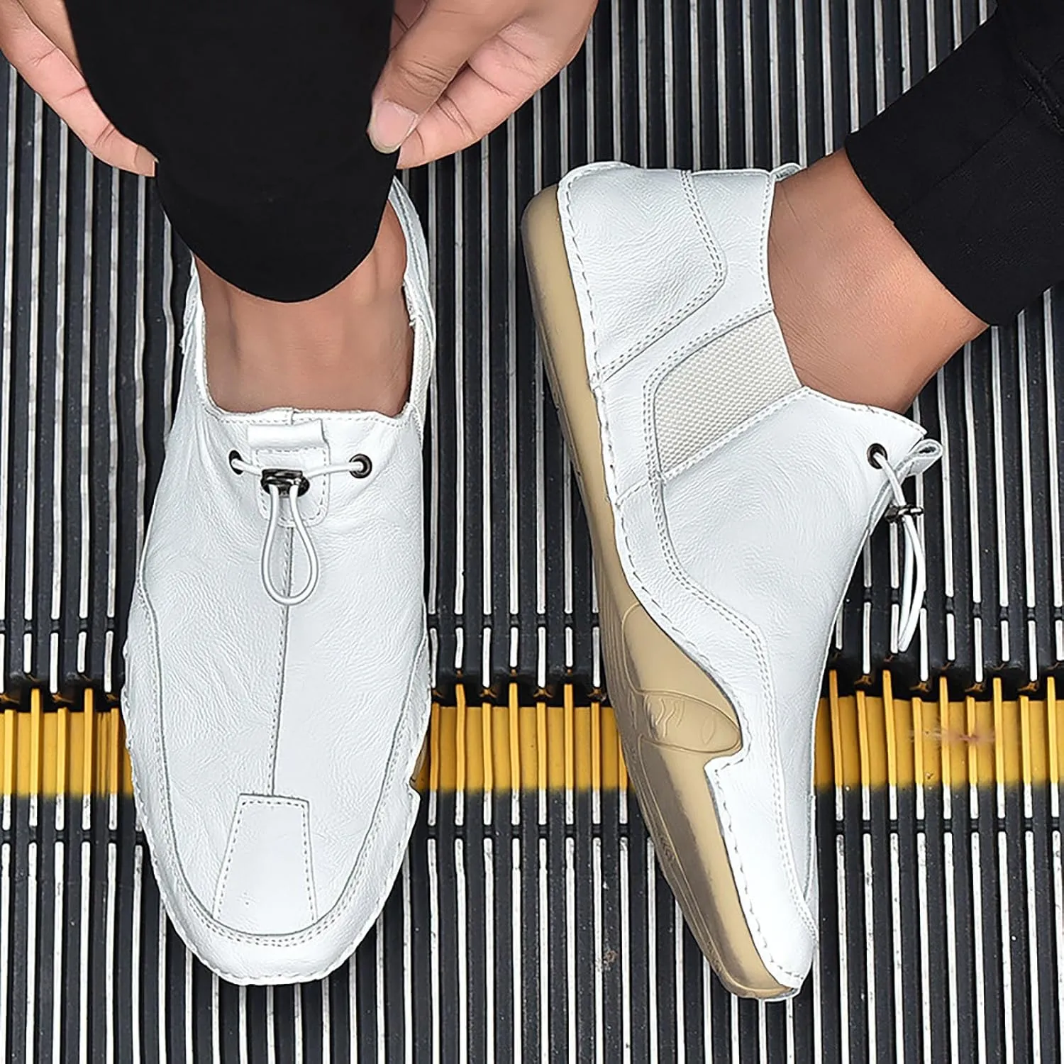 New Spring Men's Daily Sports Leather Comfortable Lightweight Casual Shoes Narrow Mens Shoes