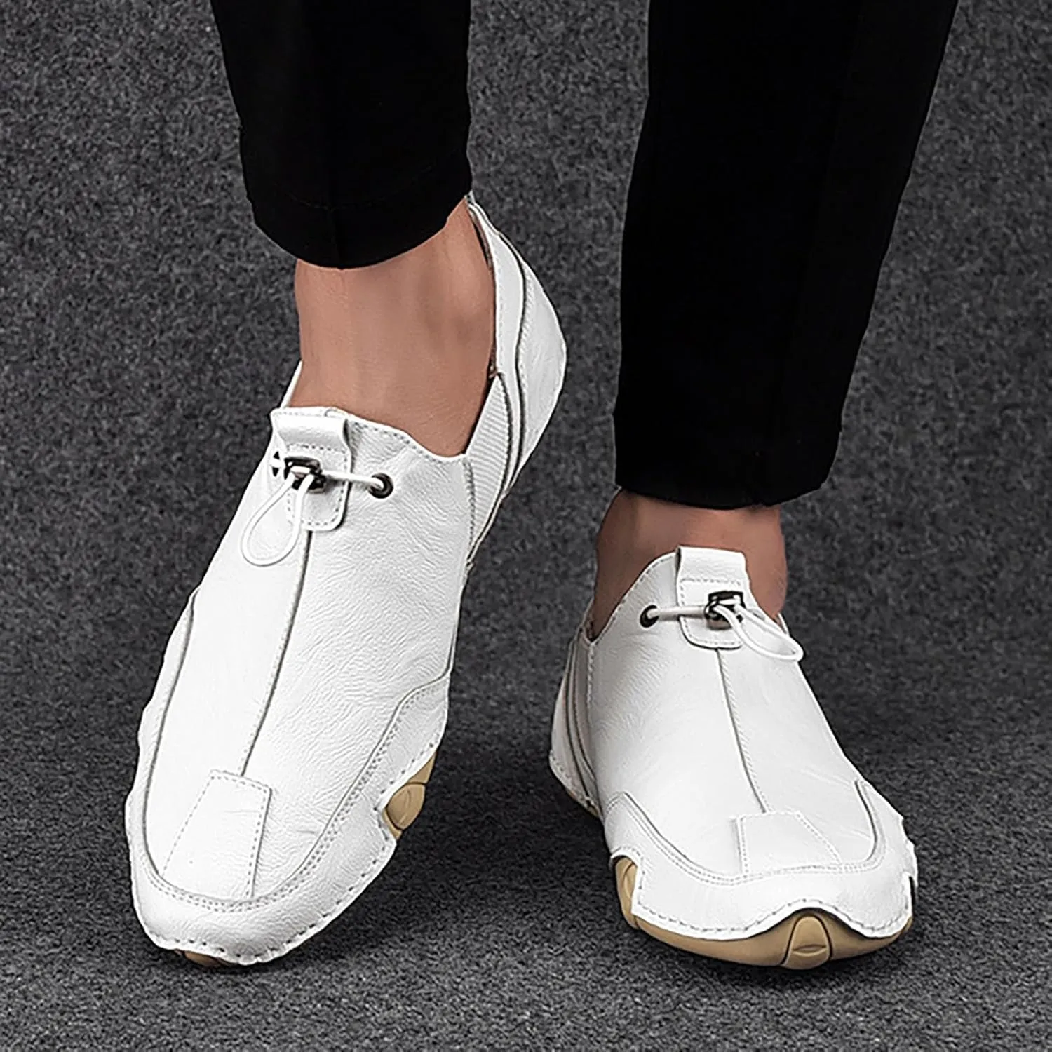 New Spring Men's Daily Sports Leather Comfortable Lightweight Casual Shoes Narrow Mens Shoes