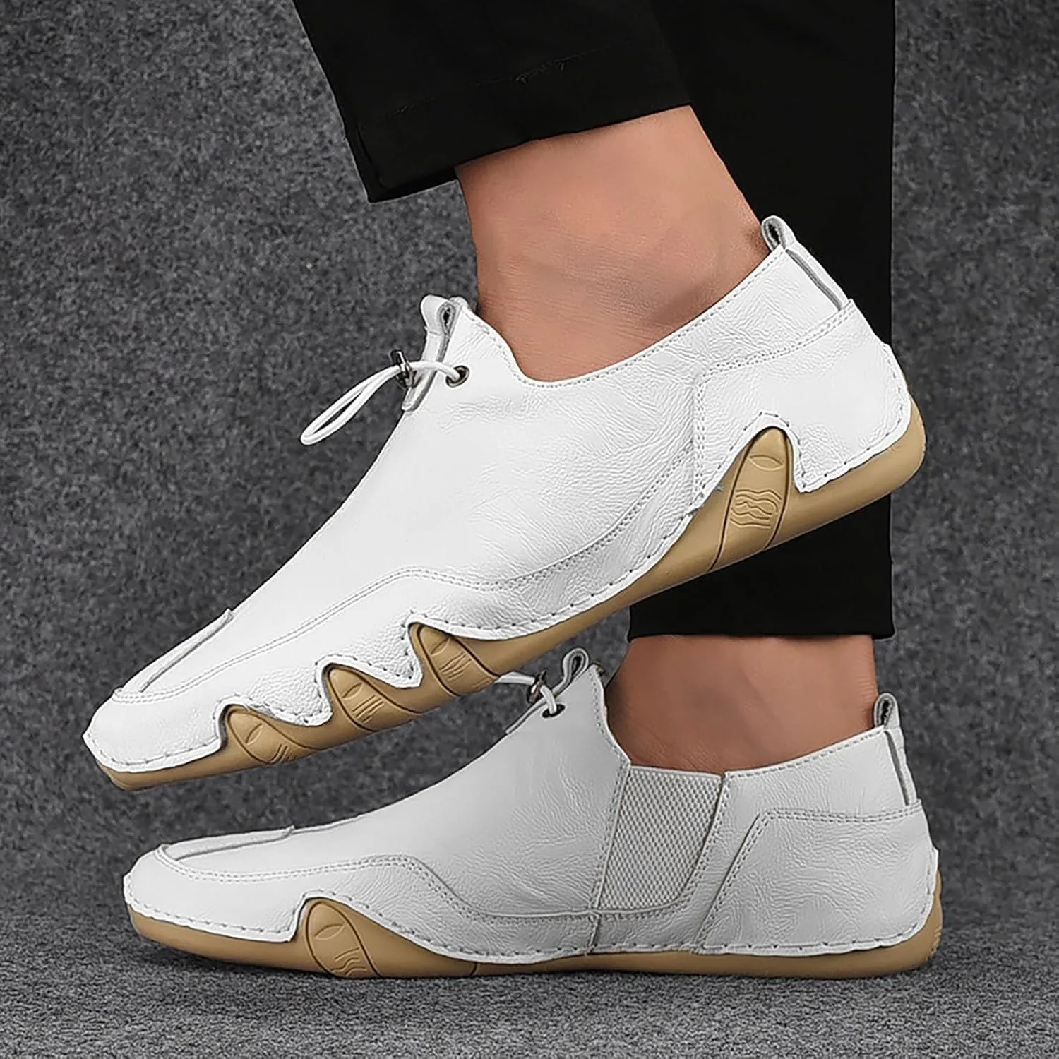 New Spring Men's Daily Sports Leather Comfortable Lightweight Casual Shoes Narrow Mens Shoes